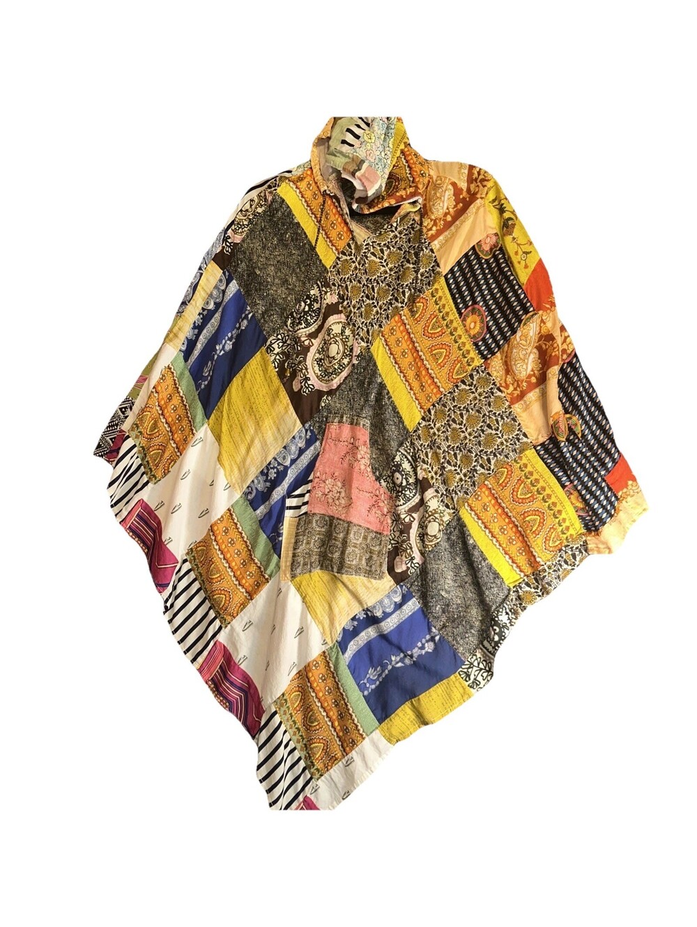Ashley Taylor Boho Art To Wear Tunic Top Poncho Cape Festival Shirt Hoodie
